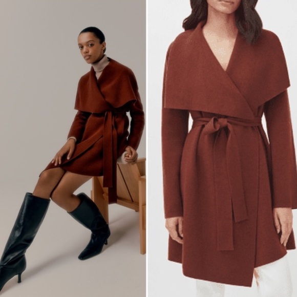 Cuyana Jackets & Blazers - Cuyana Wool Cashmere Wrap Sweater Coat • M / L • Rust